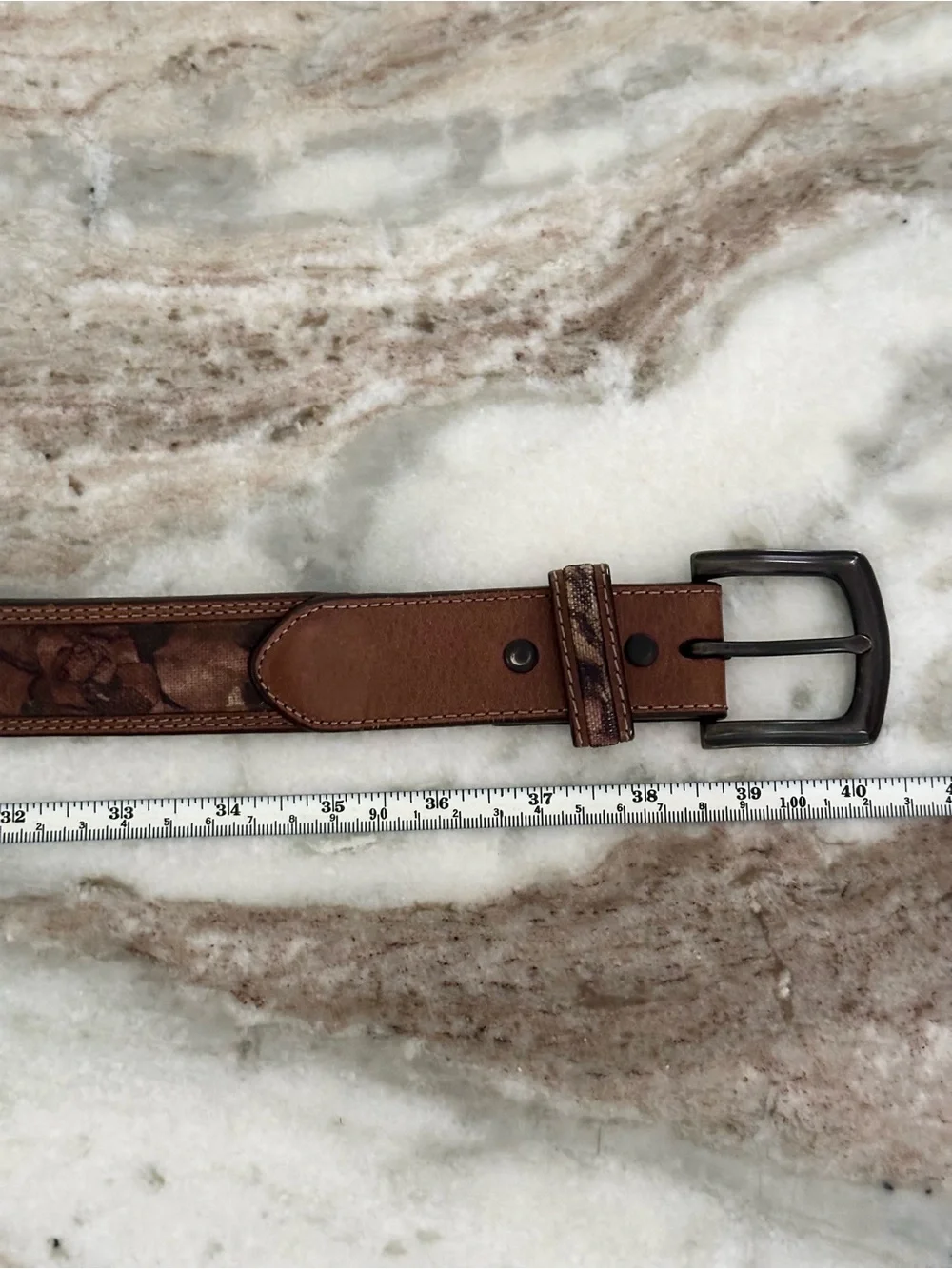 Camo & Brown Leather Lined Belt - Camouflage / Outdoor / Hunting / Fishing